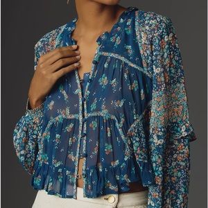 Anthropologie Sheer Babydoll Blouse 💙